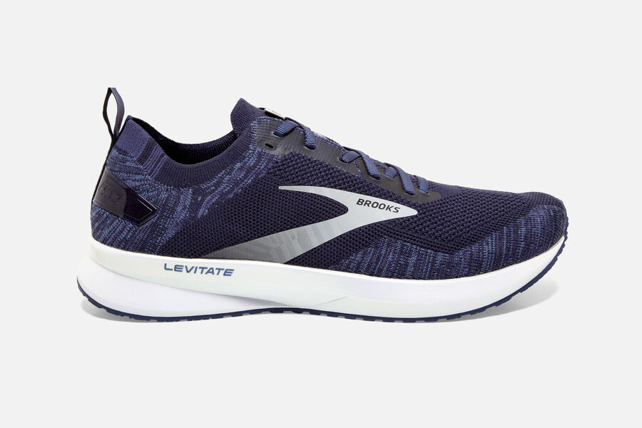 Levitate 4 Road Brooks Running Shoes NZ Mens - Navy/Grey/White - IKQHYO-014